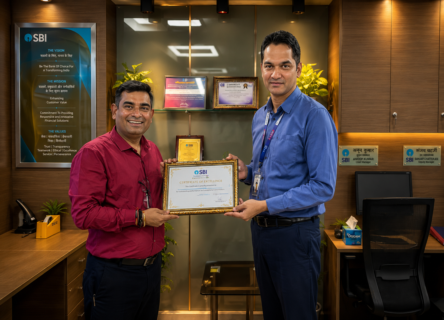 Applause Reality receiving a Certificate of Excellence from State Bank of India
